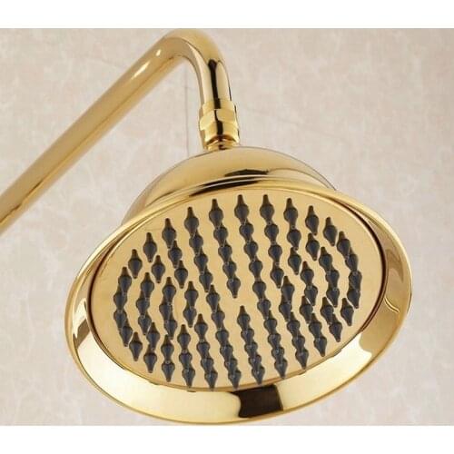 8.2" Inch Large Round Golden Gold Color Brass Bathroom Rain Rainfall Shower head Bathroom Fitting ash045