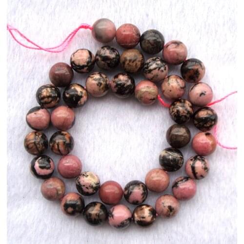 Natural Pink Black Rhodonite Jasper Round 10mm Loose Beads For Jewelry Making DIY Bracelet Necklace