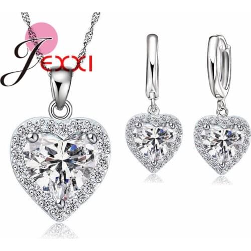 New Arrival Jewelry Sets 925 Sterling Silver Heart Fashion Wedding Jewelrys Earrings Pendant Necklaces
