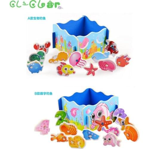 Learning & education Wooden Educational Baby Child Magnetic Fishing Toys Box DIY