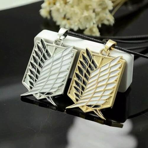 Anime Attack on Titan alloy Necklace figure Toys Wings of Liberty Shingeki No Kyojin Leather Chain Gold Pendant gift