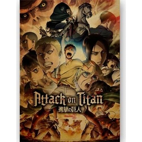 Attack on Titan Posters Japanese Anime Kraft Paper Prints Clear Image Room Bedroom Paintings Collection Decoration Wallpaper
