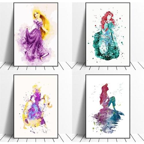 Disney Mermaid Princess DIY By Number Painting Girl Room Decoration Canvas Poster Child Special Gift Crafts Wall Painting