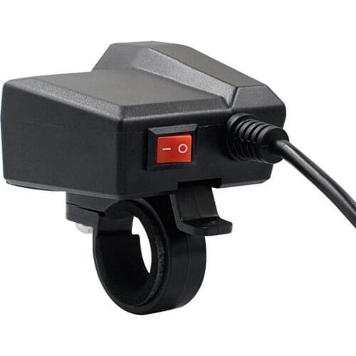 Sturdy Motorcycle Charger Waterproof Dual USB Black 3.4A 10-24V Phone Charger Voltmeter Display Accessories for Electric Scooter