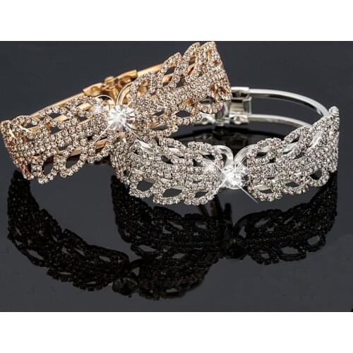 Retro Fashion Jewelry Jewelry Bracelet Female Rhinestone Crystal Two-Color Simple High-End Exquisite Outdoor Party Jewelry Gift