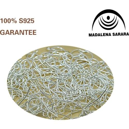 MADALENA SARARA 0.6mmx13.5mm 925 Sterling Silver Earring Hook For DIY Earrings Making 50PCS/lot