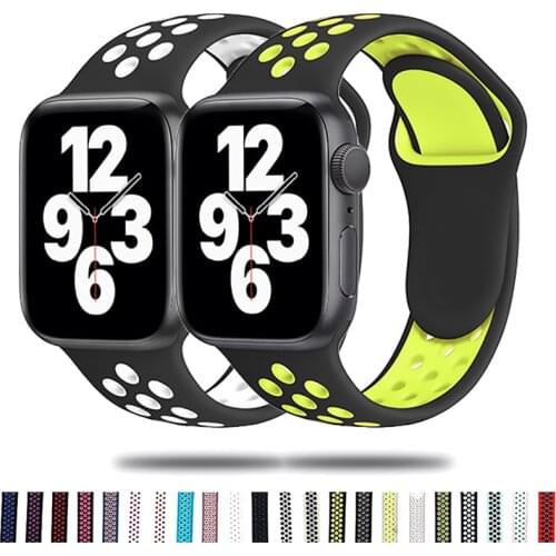 Silicone Strap For Apple Watch band 44mm 40mm 38mm 42mm Breathable smartwatch wrist Sport belt bracelet iWatch serie 5 4 3 6 SE