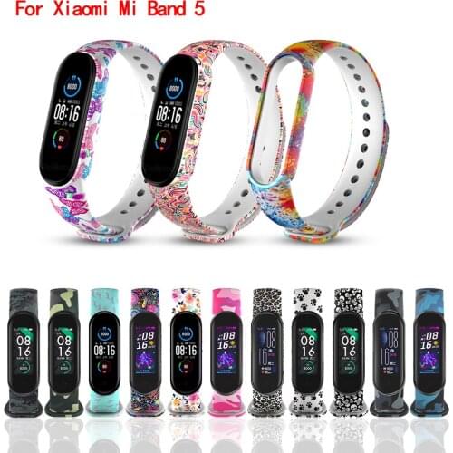 Silicone Strap For Xiaomi Mi Band 5 Painting Watch Band sport Bracelet For Xiaomi Band5 MiBand 5 Wrist strap Replacement