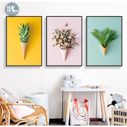 Nordic Poster Floral Leaf Pineapple Wall Art Canvas Painting Botanical Posters and Prints Wall Pictures for Living Room