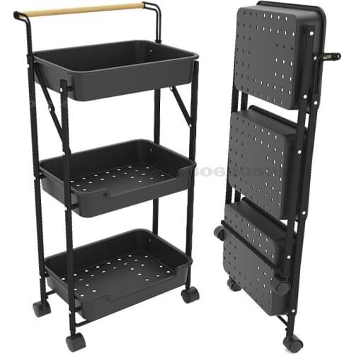 Foldable Kitchen Storage Rack Large-capacity Multi-layer Baking Varnish Racks Beauty Barber Shop Trolley Floor-standing Shelf