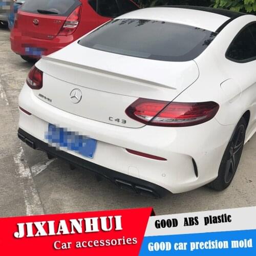 For W205 Spoiler 2015-2018 ps Mercedes-Benz W205 C-class coupe Spoiler ABS plastic Material Car Rear Wing Color Rear Spoiler