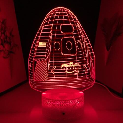 Space Ship LED Night Lamp Multiple Color Changes With Remote Control Home Bedroom Desk Decoration Festival Birthday Gifts