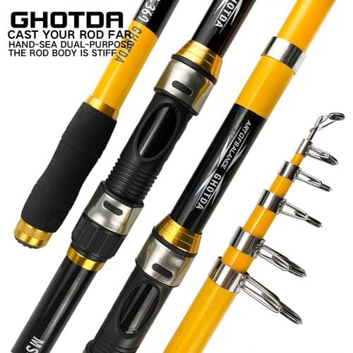 Carbon Telescopic Fishing Rod 2.1M 2.4M 2.7M 3.0M 3.6M Power Portable Spinning Hand Fishing Tackle