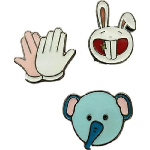 Timlee X149 BD Cartoon Cute Rabbit Elephant Hand Metal Brooch Pins Button Pins Jeans Bag Decoration Brooches Gift Wholesale