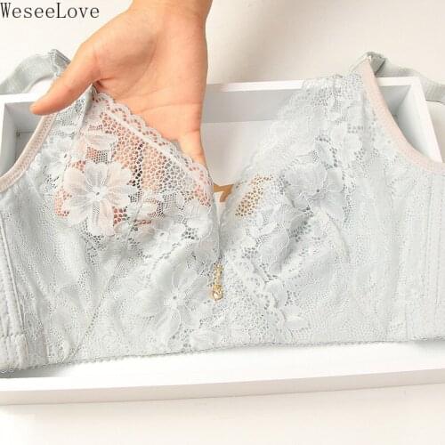 WeseeLove 34-44 Plus Size Bra For Women Lace Thin Bralette Lingerie Push Up Breathable Healthy Brassiere Underwear бюстгалтер