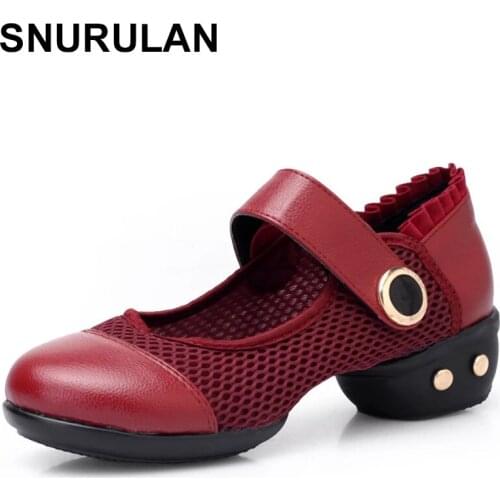 SNURULAN jazz dance shoes for women low heeled shoes pu leather salsa dance shoes ballroom dancing shoes for girls women dance