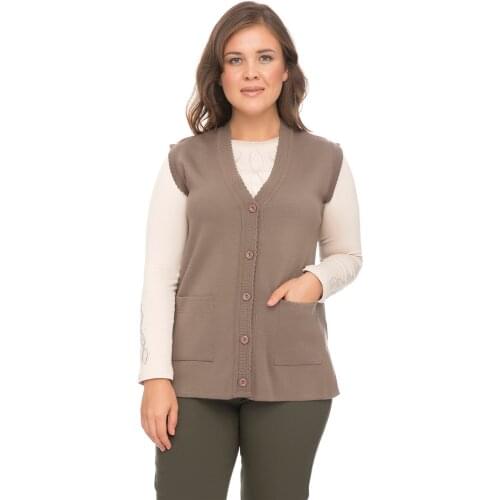 Womens Buttoned Steel Vest , Mink, Black, Sand