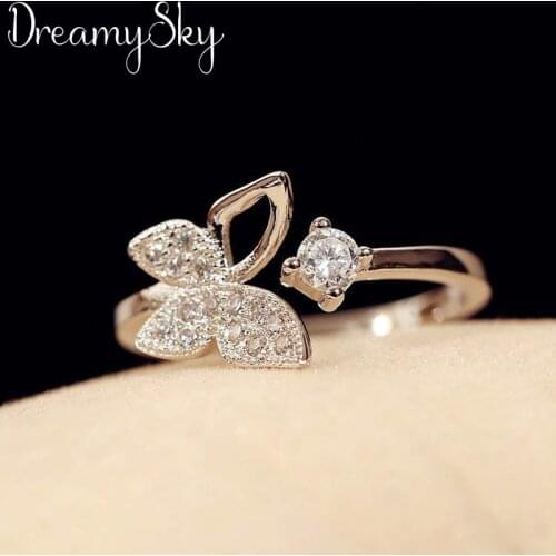 Fashion Silver Color CZ Butterfly Rings For Women Ladies Luxury Statement Jewelry Punk Adjustable Antique Ring Anillos
