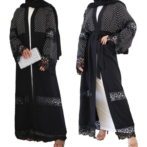 Dubai Women Muslim Long Sleeve Maxi Dress Islamic Vintage Open Cardigan Kimono Prayer Islam Jilbab Ramadan Caftan Marocain Qatar