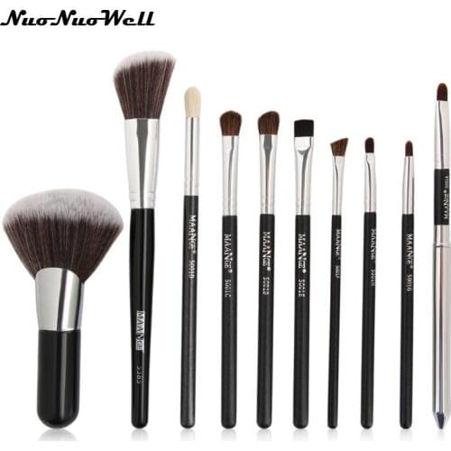 10Pcs Foundation Eyebrow Brush Kit Soft Synthetic Hair Concealer Eye Shadow Brushes Eyeliner Powder Makeup Tools Set