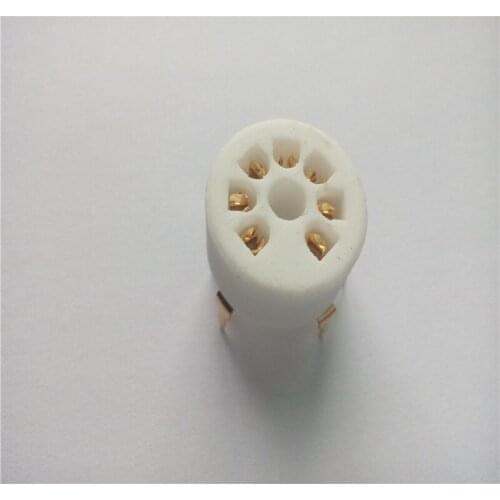 10pcs tube socket GZC7-Y-B-G 7 pin golden tube holder outlet for amplifier PCB 6Z4 EAA91 EC92