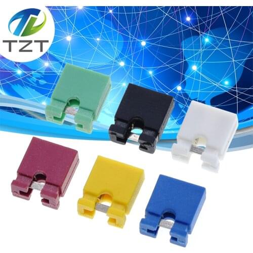 100PCS Pitch jumper shorted cap & Headers & Wire Housings 2.54MM SHUNT Black yellow white green red blue