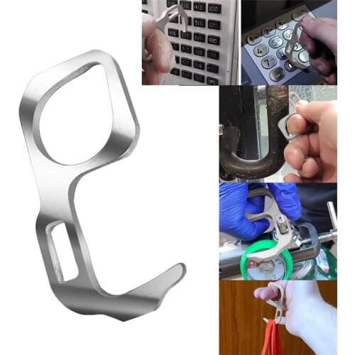 2PC portable protective key EDC door opener elevator handle key bag hook