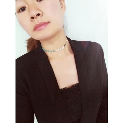 2017 Formal Occassion and Bohemia Half Disk Sequins Choker Jewelry Round Green Nature Stone Beaded collar Necklace