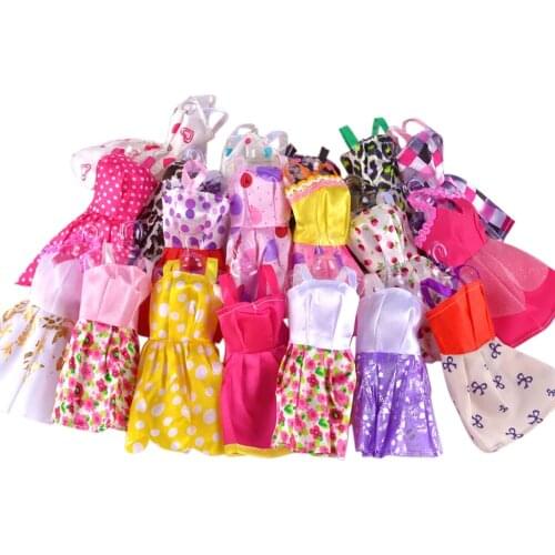 5 Pcs Set Girl Dolls Toys Hook and Loop Fastener Dresses Gown Outfits Doll Accessories Playsets Children Girls Christmas Gift