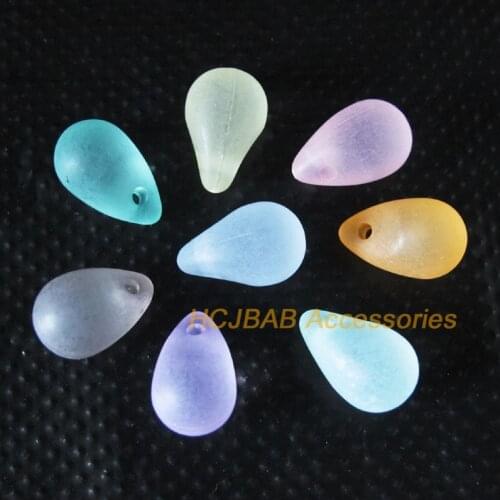 45Pcs Mixed Acrylic Plastic Teardrop Leaves Charms Pendants 8x13mm