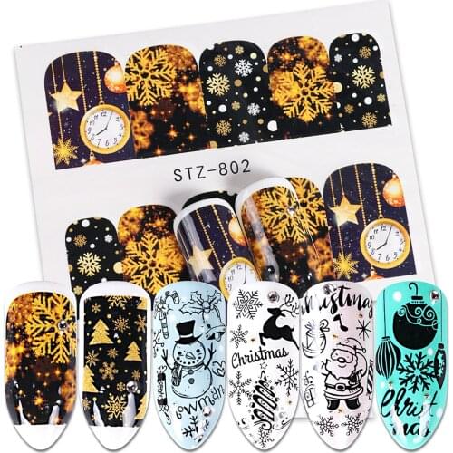 8Pcs Santa/Snowman/Snowflake/Deer Nail Art Stickers Lasting DIY Manicure Decals