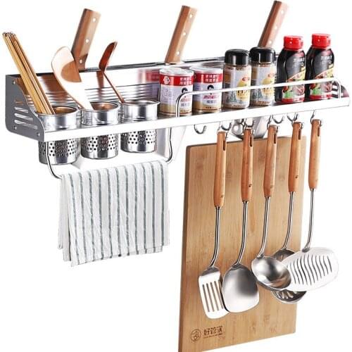 Aluminum Storage Holders Racks Kitchen Rack Shelf Wall Hanging Rack Kitchen Cabinet Organizer Kitchen Accessories