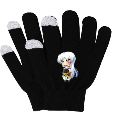 Anime Inuyasha Gloves Plush Lining Gloves Winter Soft Gloves Touch Screen Smart Phone Female Gloves