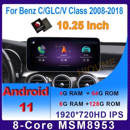 10.25" Snapdragon CPU Android 10 Car Multimedia Player GPS Radio for Mercedes Benz C Class W204 S204 2008-2014 8Core 4+64G