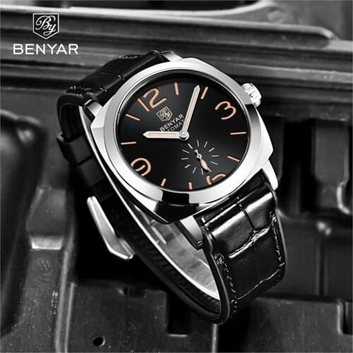 Benyar Design Fashion Simple Top Brand Men' Automatic Mechanical Watches High Quality Waterproof Leather Watch Relogio Masculino