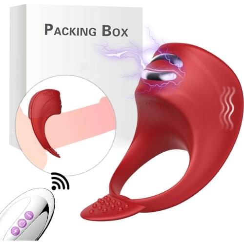 Wireless Remote Control Cock Ring Penis Rings Vibrator for Men Chastity Cage Delay Ejaculation Masturbator Adult Toy for Couple