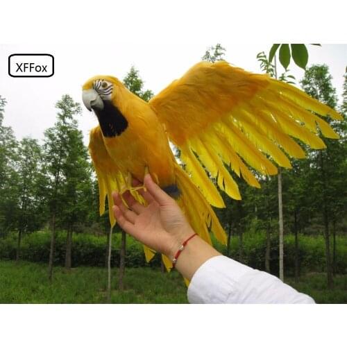 Big real life yellow parrot model foam&feather simulation wings parrot bird gift about 45x60cm xf0242