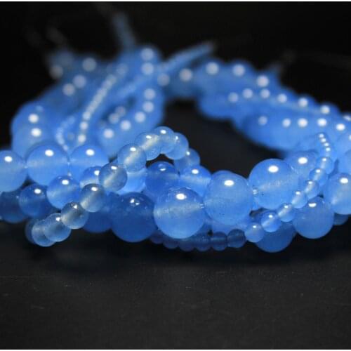 Wholesale 4 /6 /8 / 10 /12 mm 15'' Natural White Stone Beads For Jewelry Making DIY Bracelet Necklace Dye Color Chalcedony