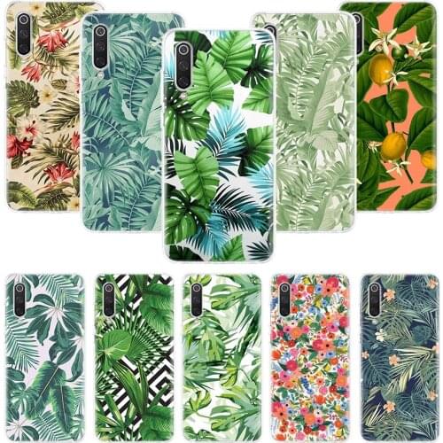 Tropical Leaves peach flower Case for Xiaomi Redmi Note 10 9 9S 8 7 6 8T 8A 7A 6A S2 K30 K20 MI 9 8 CC9 F1 Lite Pro Soft TPU Pho