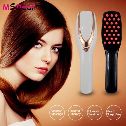 Electric Vibration Massage Comb Hair Growth Anti Hair Loss Phototherapy Scalp Massager Care Treatment Comb USB Rechargeable