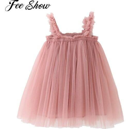 FEESHOW Baby Girls Tutu Dress Toddler Infant Sleeveless Layered Princess Tulle Dress Summer Beach Wedding Party Lace Dresses