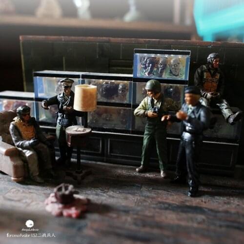 Pvc figure 1:32 world war ii soldier Us army action figure scene officer miniature scene model 5pcs./set