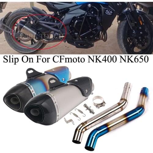 Motorcycle Exhaust Escape Muffler Modifier Carbon Fiber Silencer DB Killer Middle Tube Link Pipe Slip On For CFmoto NK400 NK6