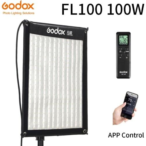 Godox 100W FL100 Portable LED Video Light Rollable Cloth Lamp with Controller + Remote Control + X-shape Support +Mobile APP