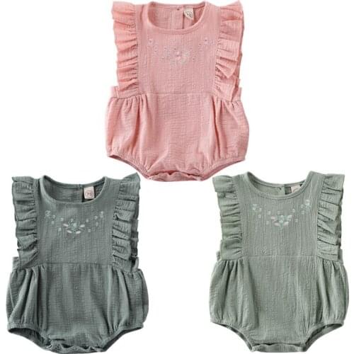 Citgeett Summer 0-18M Cute Newborn Infant Baby Girl Clothes Floral Romper Jumpsuit Ruffles Solid Outfit Clothing