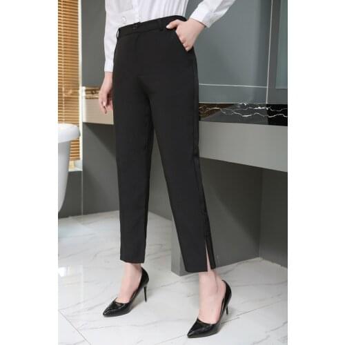 Korean fashion office lady pencil pants women elegant solid formal summer ankle length pants plus size woman pants black H192