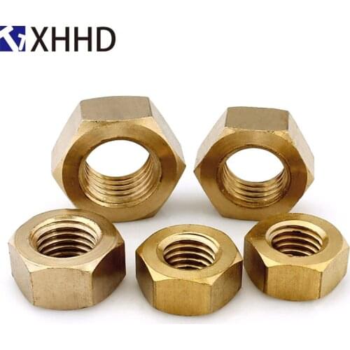Brass Hex Nut Metric Hexagon Threaded Copper Hexagonal Nuts M2 M3 M4 M5 M6 M8 M10 M12 M14 M16