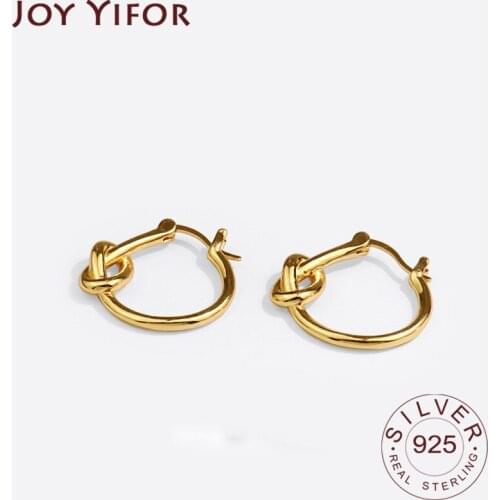 Minimalist 925 Sterling Silver Stud Earrings Knots Round Geometric Ellipse Handmade Earrings Party Accessories Jewelry Gift