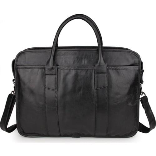 Briefcase For Man Genuine Leather Black Business Travel Laptop Hand Bags Vintage Casual Men Briefcases Shoulder Crossbody Bags
