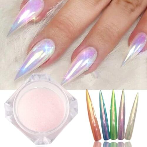 1 Box Mermaid Neon Chrome Nail Glitter Pearl Powder Aurora Mirror Manicure UV Gel Polish Shimmer Dip Dust DIY Nails Decor LA354